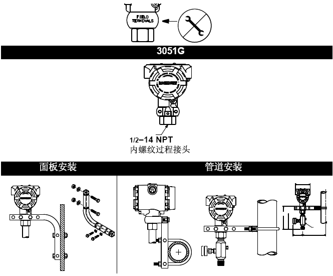 不要直接在3051壓力變送器外殼上施加轉(zhuǎn)矩 不要直接在3051壓力變送器外殼上施加轉(zhuǎn)矩